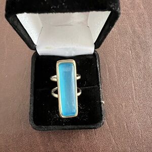 Elegant turquoise Alexis Bittar ring with gold